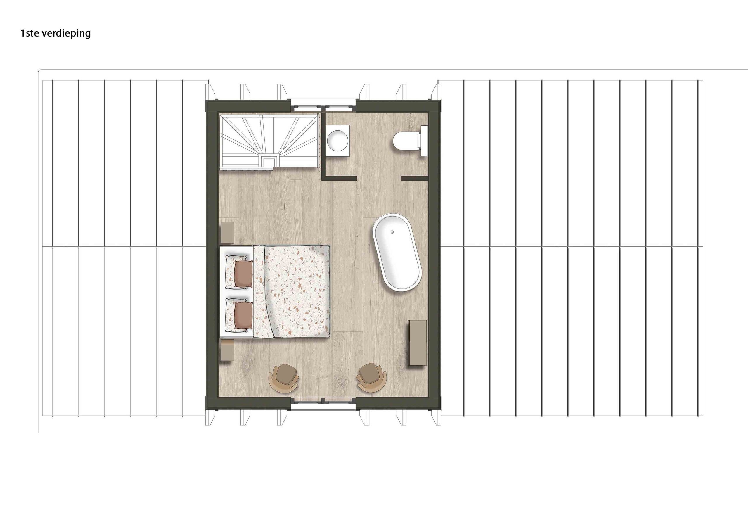 1e verdieping de schouw plattegrond familie resort molenwaard